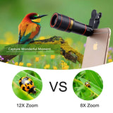 Phone Lens Zoom, ANARONA 12X Optical HD Cell Phone Camera Telephoto Lens with Universal Clip for iPhone X, 8, 7, 6s, 6, SE, Samsung Galaxy S9, S8, S7, S7 Edge and Most Smartphones