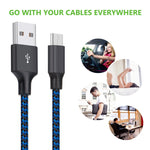 Micro USB Cable, 3Pack 6FT Android Charger Cord Long Nylon Braided Sync and Fast Charging Cables Compatible Samsung Galaxy S6 S7 Edge, Kindle, Android & Windows Smartphones, Xbox, PS4 and More-Blue