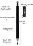 MEKO(TM (2 Pcs)[2 in 1 Precision Series] Disc Stylus/Styli Bundle with 4 Replaceable Disc Tips, 2 Replaceable Fiber Tips for All Touch Screen Devices - (Black/Silver)