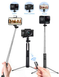 Mpow Selfie Stick Tripod, 3 in 1 Extendable Selfie Stick Monopod with Bluetooth Remote & Fill Light, Compatible with Gopro/Small Camera iPhone Xs max/XS/XR/X/8/8 plus/7/7 plus/6s,Galaxy S10/S9/8,Black