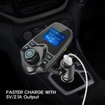 Nulaxy Bluetooth Car FM Transmitter Audio Adapter Receiver Wireless Hands Free Car Kit W 1.44 Inch Display - KM18 Black