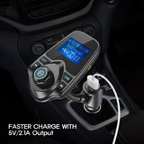 Nulaxy Bluetooth Car FM Transmitter Audio Adapter Receiver Wireless Hands Free Car Kit W 1.44 Inch Display - KM18 Black