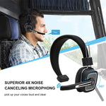 Truck Driver Bluetooth Headset/Office Headset, Wireless Over The Head Headset with Extra Boom Noise Reduction Mic for Phones,Call Center, Skype, VoIP