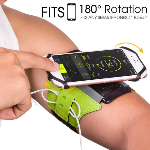 VUP Armband for iPhone X 8 8 Plus 7 Plus 6s Plus 6 Plus, LG G6 G5, Galaxy s8 s7 s6 Edge, Google Pixel, 180° Rotatable Phone Armband for Running Hiking Biking with Key Holder(Green)