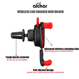 aickar Fast Wireless Car Charger Mount, Adjustable Gravity Air Vent Phone Holder, 7.5W Compatible for iPhone XR XS Max XS X 8 8 Plus, 10W for Samsung Galaxy S9 S9+ S8 S8+ Note 8 and More
