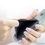 Sinjimoru Phone Grip Card Holder with Phone Stand, Stick on Wallet Functioning as Safety Card Holder for ID/IC Card Useful Leather Phone Stand and Phone Holder. Sinji Pouch B-Grip, Navy.