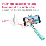 Mini Selfie Stick, atongm Cell Phone Selfie Sticks Extendable Mini All in One Wire Selfie Stick for Cellphone(iPhone, Android) (Blue)