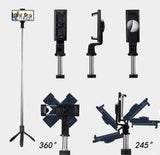Selfie Stick Tripod Bluetooth Portable Extendable Monopod with Wireless Remote Shutter Stand for iPhone X/8 plus/7/6S/6/XS max/xr Samsung Galaxy Note S6/7/8/9 Plus, Android Phone,Camera,Smartphones
