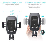 Heiyo Wireless Car Charger Mount, Auto-Clamp Cradle, Qi Charging Holder, Windshield & Air Vent, 10W Compatible for Samsung S9/S9+/S8/Note 8, 7.5W Compatible for iPhone Xs Max//Xs/XR/X 8/8 Plus(Black)