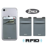 [2pc] RFID Blocking Phone Card Wallet - Double Secure Pocket - Ultra-Slim Self Adhesive Credit Card Holder Card Sleeves Phone Wallet Sticker for All Smartphones (Gray2)