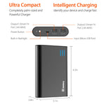 Jackery Portable Charger Giant+ 12000mAh Dual USB Output Battery Pack Travel Backup Power Bank with Emergency LED Flashlight for iPhone, Samsung and Other Smart Devices - Black