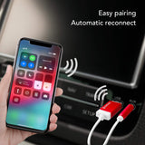 Tunai Firefly Bluetooth Receiver: World’s Smallest Wireless Audio Bluetooth 4.2 Adapter with 3.5mm AUX for Car/Home Stereo Music Streaming; Auto On, No Charging Needed - Car Pack (Red)