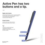 Surface Pen - Microsoft Certified Surface Stylus Pen with 1024 Levels of Pressure Sensitivity for Microsoft Surface Pro, Surface Go, Surface Book, Surface Laptop Including AAAA Battery & 2 Pen Tips