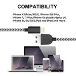 Sharllen MFi Certified 5Pack[3/3/6/6/10FT] Nylon Braided Cell-Phone Charging Cable USB Fast Charging & Syncing Long Cord,iPhone Charger Compatible iPhone XS/Max/XR/X/8/8P/7/7P/6/iPad/iPod Black&White