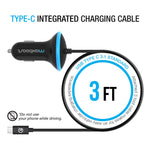 Type C Car Charger, Maxboost 36W Quick Charge 3.0 USB Port &Built-in USB C (3.1) Cable for Galaxy S10, S10+, S10e,S9,S9 Plus, Note 9 8, LG G7 G6, HTC, Nexux, MacBook, iPhone,OnePlus,Nintendo Swith