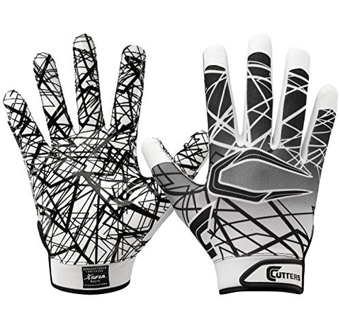 Cutters Game Day No Slip Football Gloves, Youth and Adult Sizes, Receiver Gloves with High Tack Silicone Grip, Superior Support and Protection for All Ages, Guantes de Football, 1 Pair