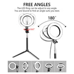 Fonrest LED Ring Light with Stretchable Tripod Stand Selfie Stick, 6-inch Dimmable Floor/Table Annular Lamp for Selfie, Makeup, Live Stream, YouTube, Vlog, Camera/Phone Video Shooting USB Plug