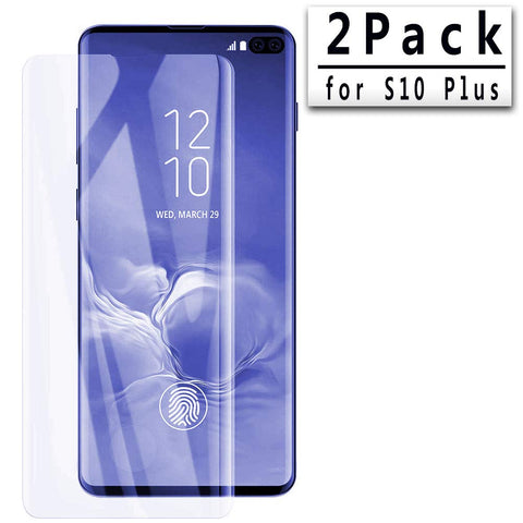 [2 Pack] Galaxy S10 Plus Screen Protector,Updated Version-Zone Support Fingerprint Unlock [No Bubbles][Case Friendly] Tempered Glass Screen Protector Compatible with Samsung Galaxy S10 Plus(Clear)