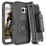 Galaxy S7 Case, DUEDUE Ring Kickstand Belt Clip Holster,Shockproof Heavy Duty Hybrid Hard PC Soft Silicone Full Body Rugged Protective Case for Samsung Galaxy S7 (G930), Black