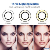 Antfire Selfie Ring Light - Cell Phone Holder Stand Including Selfie Remote Shutter for Live Stream,Makeup,LED Camera Light with Flexible Arms for Smart-Phone,Android,iPhone