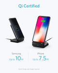 Anker PowerWave Fast Wireless Charger Stand, Qi-Certified, 7.5W Compatible iPhone XS Max/XR/XS/X/8/8 Plus, 10W Charges Galaxy S9/S9+/S8/S8+/Note 8, and 5W Charges All Qi-Enabled Phones (No AC Adapter)