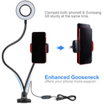 Selfie Ring Light Cellphone Holder - Rovtop Ring Light Stand Live Stream Makeup, 48 LED Bulbs 3 Light Modes 10-Level Brightness 360 Rotating for iPhone Android Cell Phone, Black
