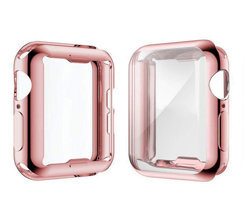 [2-Pack] Julk Case for Apple Watch Series 4 Screen Protector 40mm, 2018 New iWatch Overall Protective Case TPU HD Ultra-Thin Cover for Apple Watch Series 4 (1 Rose Pink+1 Transparent)