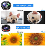 Phone Camera Lens Kit, 5 in 1 Cell Phone Lens - 12X Zoom Telephoto Lens + 0.36X Wide Angle Lens + 180°Fisheye Lens + 15X Macro Lens(2pcs) Compatible with iPhone XS XR X/8/7/6s Plus Android Smartphones