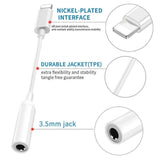 (2 Pack) Maserus Aux Adapter Lighting to 3.5mm Headphones/Earbuds Jack Adapter Adaptor Aux Cable Earphones/Headsets Converter Accessories Compatible with iPhone XS/XR/X/8/8 Plus/7/7 Plus/ipad