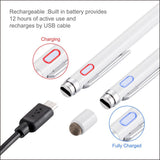 Evach Active Stylus Digital Pen with 1.5mm Ultra Fine Tip Stylus for iPad iPhone Samsung Tablets, Compatible with Apple Pen/Samsung Stylus on Touchscreen Devices,Drawing Stylus Pen, White.