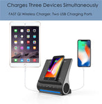 Azpen Dockall D108 Wireless Charging Dock w/Bluetooth Speakers. Qi-Certified Wireless for 7.5W Charging with iPhone Xs Max/XR/XS/S/ 8/ 8Plus/ 10W for Galaxy S10/ S9/ S9+/ S8/ Note 9 - Black