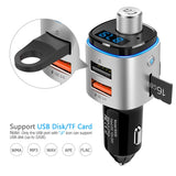 Nulaxy Bluetooth FM Transmitter for Car, 7 Color LED Backlit W QC3.0 Fast Car Charger Support Siri Google Assistant, USB Flash Drive, microSD Card, Wireless Handsfree Calling Car Kit - NX09
