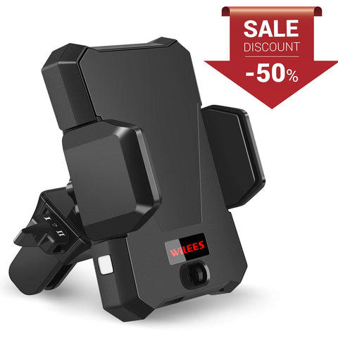 WiLEES Automatic Qi Wireless Car Charger Mount Infrared Induction Car Phone Holder for iPhone Xs Max X XR 8 Plus, Samsung Galaxy S9 S8 Plus Edge Note 9 Includes Dual Charger