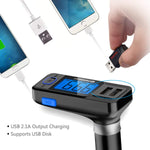 【Upgraded】 Perbeat Wireless in-Car Bluetooth FM Transmitter USB Car Charger Radio Adapter Audio Receiver Stereo Music Car Kit Hands Free Call with Micro SD/TF Card Slot, Dual USB Charging Port