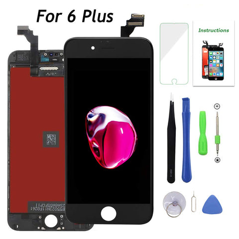 Screen Replacement for iPhone 6 Plus Black LCD Display 3D Touch Screen Digitizer 5.5 Inch Frame Assembly Set with Repair Tools(iPhone 6 Plus Screen, Black)