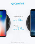 Anker PowerWave Fast Wireless Charging Pad, Qi-Certified, 7.5W Compatible iPhone XR/Xs Max/XS/X/8/8 Plus, 10W Compatible Galaxy S9/S9+/S8/S8+/LG G7, and 5W for All Qi-Enabled Phones (No AC Adapter)