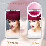 Hicdaw 2PCS Selfie Light Ring Selfie Light Led Circle Clip On Selfie Light 3 Level Adjustable Brightness Rechargeable Compatible for Phone Photography