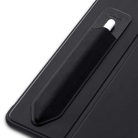 ESR Pencil Holder Compatible with The Apple Pencil (1st and 2nd Gen), Elastic Pocket [Stylus Pens Protected and Safe] Pouch Adhesive Sleeve Attached to Case for Stylus Pens - Black
