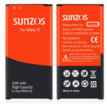 SUNZOS Galaxy S5 Battery, 3200mAh Li-ion Replacement Battery for Galaxy S5 [ I9600, G900F, G900V (Verizon), G900T (T-Mobile), G900A (AT&T),G900P(Sprint)] [3 Years Warranty]
