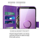 LK Case for Galaxy S9,[Wrist Strap] Luxury PU Leather Wallet Flip Protective Case Cover with Card Slots and Stand for Samsung Galaxy S9 (Purple)