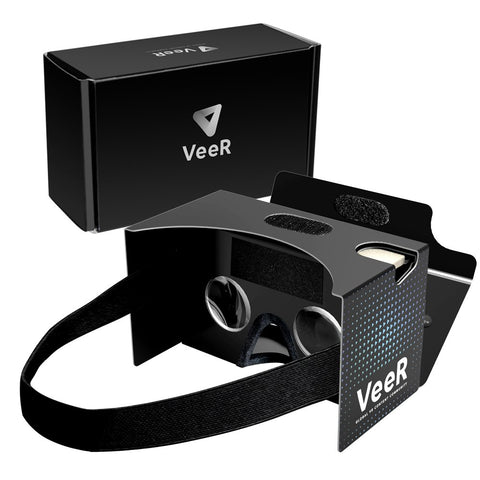 VeeR VR 3D Virtual Reality Headsets for VR 360 Videos & Movies Compatible with Android, iOS & Windows Smartphones Within 3.5-6 inches (Black) - Inspired by Google Cardboard