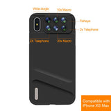 iPhone Xs Max Lens, 6 in 1 Dual Phone Camera Lens Kit [ 180 Degree Fisheye, 0.65X Super Wide Angle, 10X/20X Macro, 2X Zoom Telescope Lens ] with Phone Protective Case Cover for Apple iPhone Xs Max