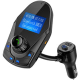 Nulaxy Bluetooth Car FM Transmitter Audio Adapter Receiver Wireless Handsfree Voltmeter Car Kit TF Card AUX USB 1.44 Display On/Off Button Folder Play Mode - KM24 Black