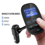 Nulaxy Bluetooth Car FM Transmitter Audio Adapter Receiver Wireless Handsfree Voltmeter Car Kit TF Card AUX USB 1.44 Display Sleep Play Mode - KM20 Black