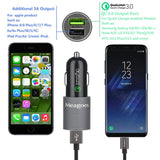 Meagoes Fast USB C Car Charger, Compatible Samsung Galaxy S10 Plus/S10/S10e/S9 Plus/S9/S8, Note 9/Note 8, LG V40 ThinQ/G7/V30 Phones, Quick Charge 3.0 Port Car Adapter with 2-Pack Rapid Type C Cords