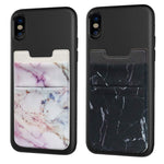 Cell Phone Card Holder, Stick on Wallet for Back of Phone, 3M Adhesive Ultra Slim Phone Pocket ID Credit Card Holder Sleeves Pouch Compatible Phone, Samsung Galaxy, All Smartphones - 2Pack (Marble)