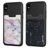 Cell Phone Card Holder, Stick on Wallet for Back of Phone, 3M Adhesive Ultra Slim Phone Pocket ID Credit Card Holder Sleeves Pouch Compatible Phone, Samsung Galaxy, All Smartphones - 2Pack (Marble)