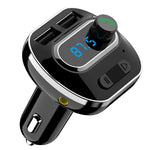 Criacr [Upgraded Version] Bluetooth FM Transmitter for Car, Wireless Radio Transmitter Car Adapter, with Dual USB Charging Port, Quick Charge 3.0, Music Player Support Aux Output, Hands-Free Call