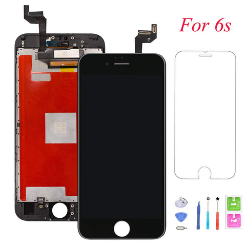 QTlier Screen Replacement for iPhone 6s, Digitizer Display with LCD Touch Screen Glass Frame Assembly with Repair Tools for A1633,A1688,A1700 Model - Black