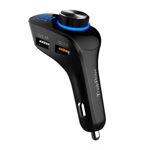 ABOX Trekpow F10 Bluetooth FM Transmitter for Car-Wireless Bluetooth 4.2 in-Car Radio Adapter Car Kit with Handsfree Calling, 3 USB Ports, LED Display, Support TF Card, U-Disk, AUX Output
